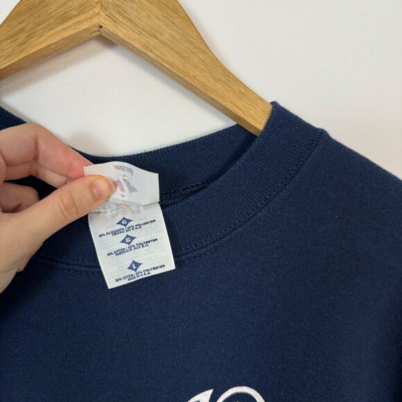 VTG 90s Colorado Winter Christmas Snow Bird Navy Crewneck Sweater - Picture 4 of 4